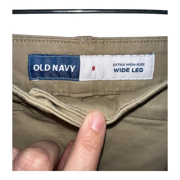 Old Navy Womens Extra High Waisted Super Wide Leg Khaki Chino Pants, Size 8 & 10 - Picture 3 of 9
